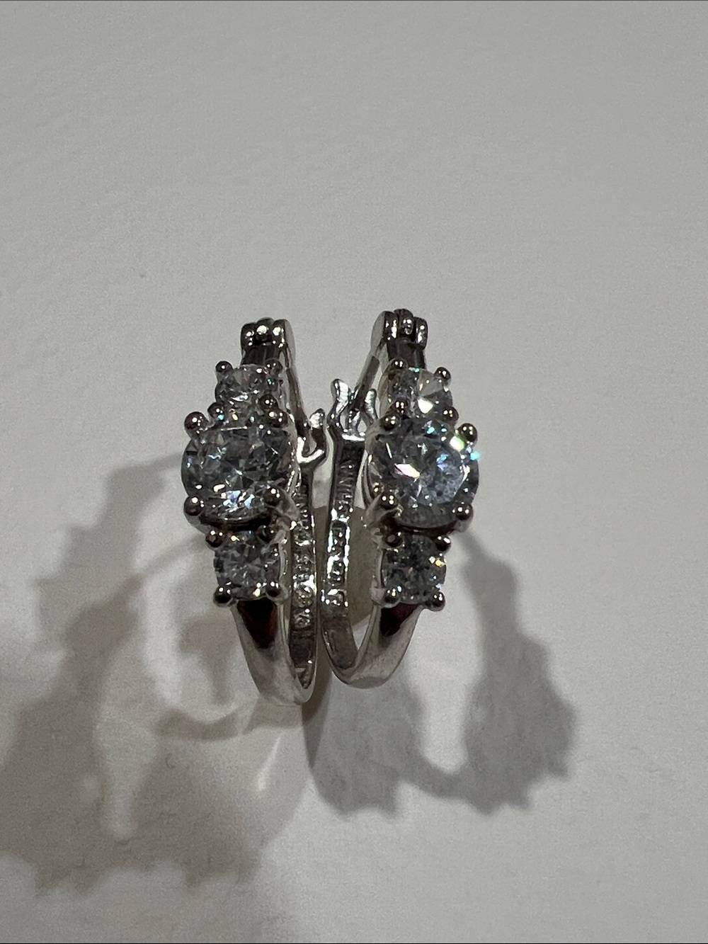 Sterling Silver Cubic Zirconia Hoop Earrings in White